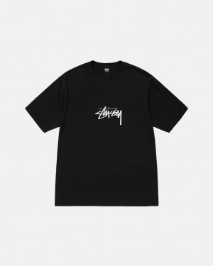 Stussy Small Stock Tee Pigment Dyed - Unisex Shortsleeve Czarne | APLDF41663