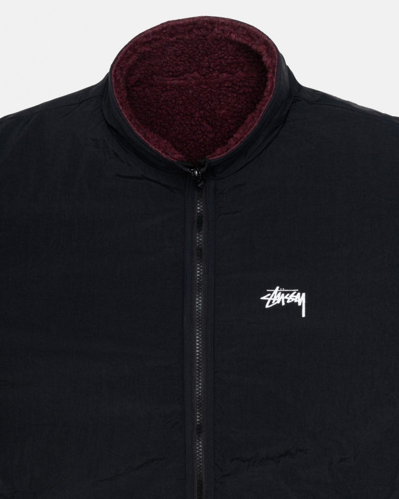 Stussy Sherpa Reversible Jacket - Unisex Jackets Bordowe | PLZDE14643