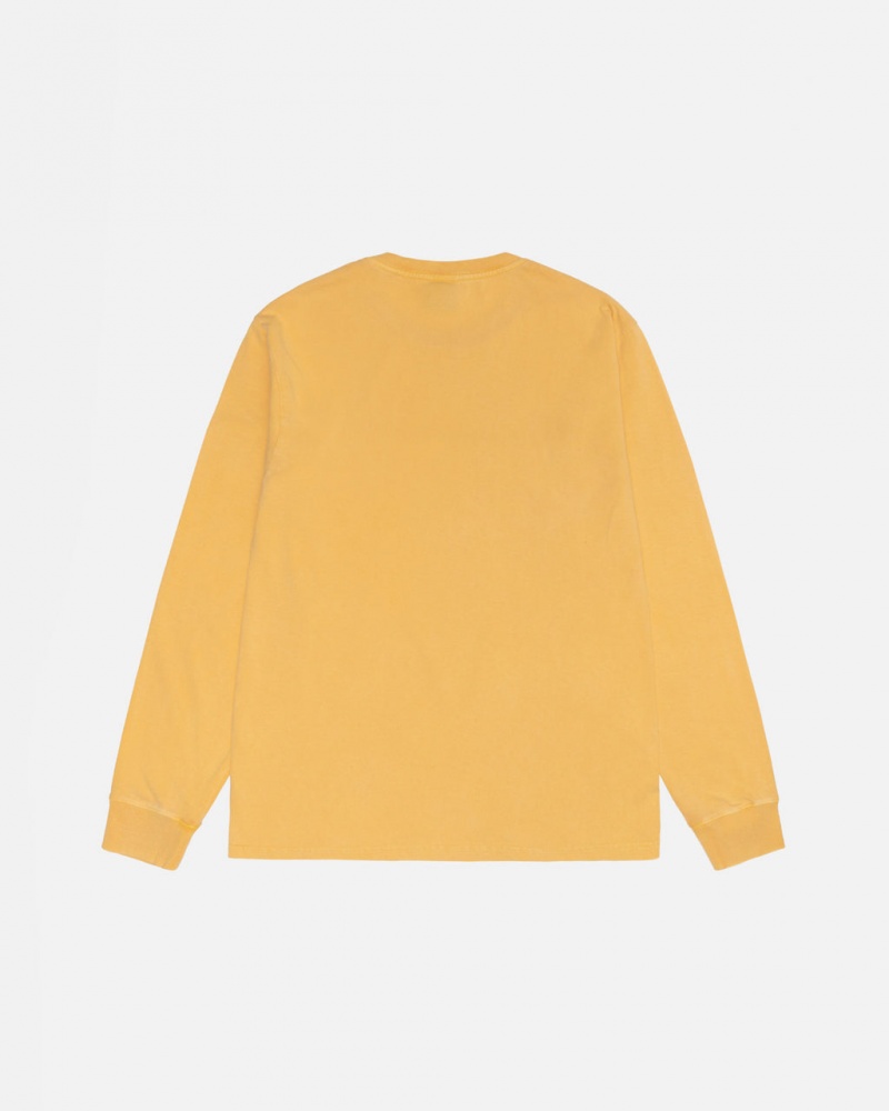 Stussy Small Stock LS Tee Pigment Dyed - Unisex Longsleeve Pomarańczowe | BPLSO30093